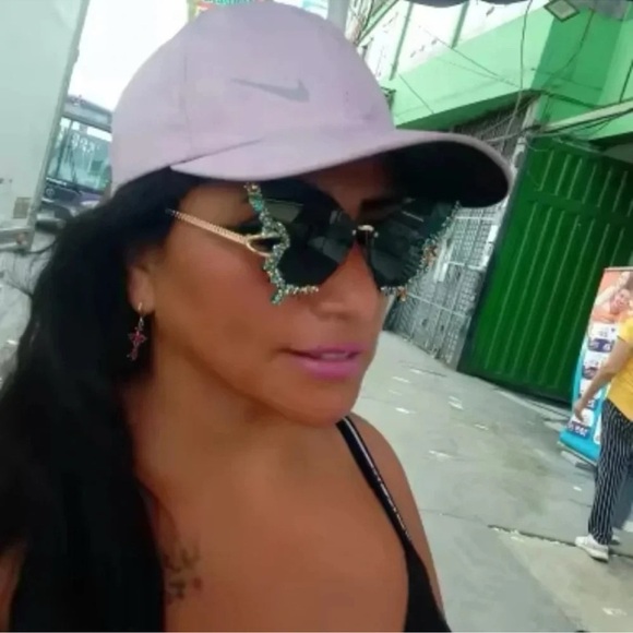 Butterfly Navy Blue Crystal Sunglasses - Picture 12 of 14